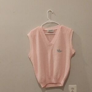 Pink Embroidered Sleeveless Sweater
